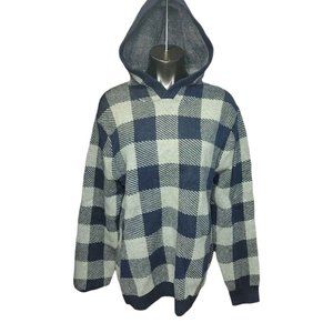 Good Fellow & Co. Women's Blue/Gray Plaid Hooded Knit Jacket Large